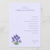 Serene Lavendel Bloemen Bruiloftsprogramma Programmakaart (Voorkant)