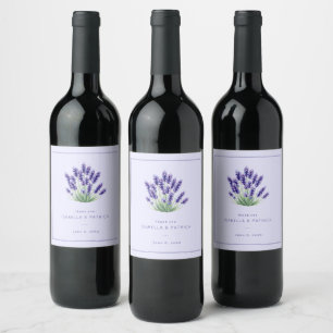 Serene Lavendel Bloemige Minimalist Wijn Etiket