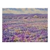 Serene Lavender Fields: A Watercolour Dream Foto Afdruk (Voorkant)