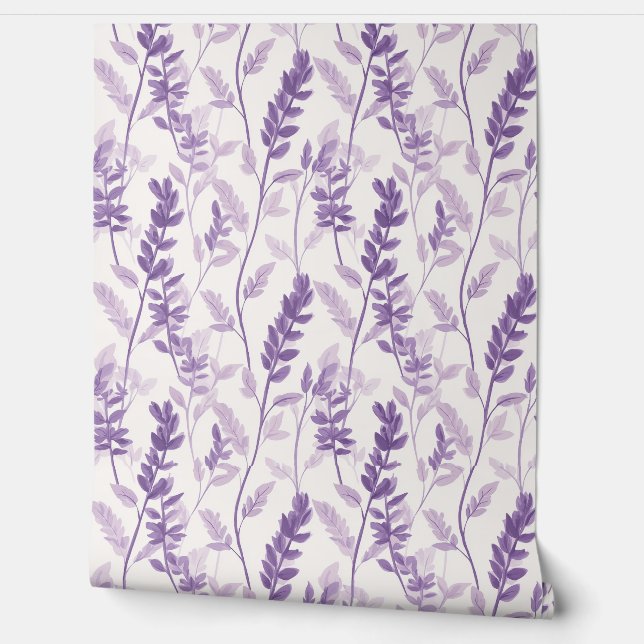 Serene Lavender Leaf Wallpaper Behang (Afrollen)
