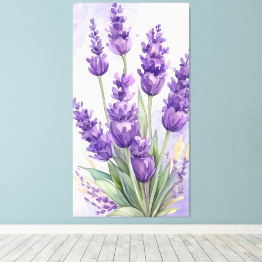 "Serene Lavender" - Minimalist Botanical Wall Art  Canvas Afdruk (Insitu (Houten vloer))