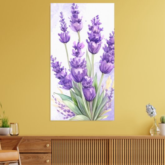 "Serene Lavender" - Minimalist Botanical Wall Art  Canvas Afdruk (Insitu (Woonkamer))