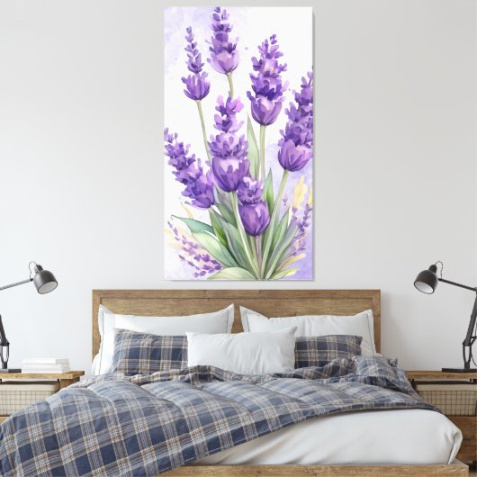 "Serene Lavender" - Minimalist Botanical Wall Art  Canvas Afdruk (Insitu (Slaapkamer))