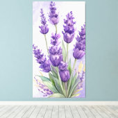 "Serene Lavender" - Minimalistische Botanische Muu Canvas Afdruk (Insitu (Houten vloer))