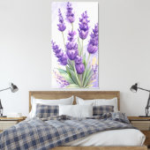"Serene Lavender" - Minimalistische Botanische Muu Canvas Afdruk (Insitu (Slaapkamer))