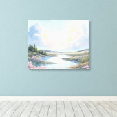Serene lente rivier landschap - Gerestaureerd 8K o Canvas Afdruk (Insitu (Houten vloer))