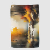 Serene levendige Autumn River landschap schilderij Golfhanddoek (Voorkant)