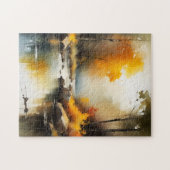 Serene levendige Autumn River landschap schilderij Legpuzzel (Horizontaal)