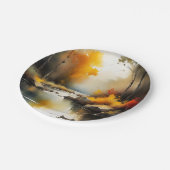 Serene levendige Autumn River landschap schilderij Papieren Bordje (Gekanteld)