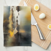 Serene levendige Autumn River landschap schilderij Theedoek (Quarter Fold)