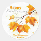 Serene levendige Herfst Maple verlaat Thanksgiving Ronde Sticker (Voorkant)