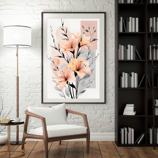 Serene Lily Blooms muurkunst Poster