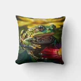 Serene Lily Pad Frog - Levendige Natuur Kussen