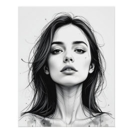 Serene Line Portrait Perfect Poster