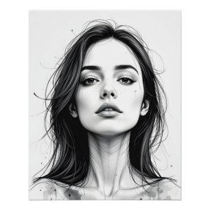 Serene Line Portrait Perfect Poster