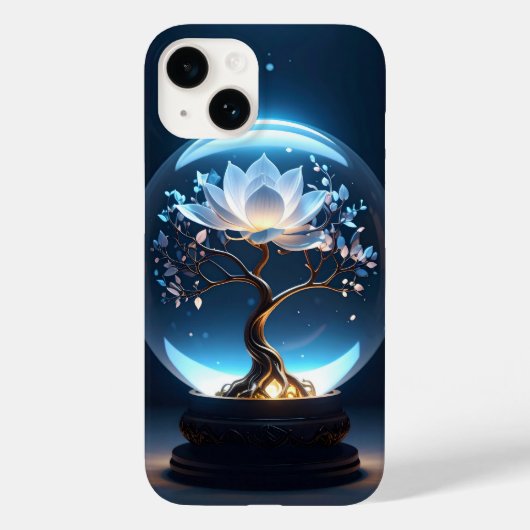 Serene Lotus Wereldbol Art iPhone Case (Achterkant)