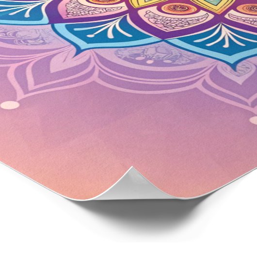 Serene Mandala: Een pastelcaleidoscoop Poster (Hoek)