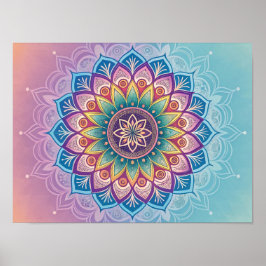 Serene Mandala: Een pastelcaleidoscoop Poster