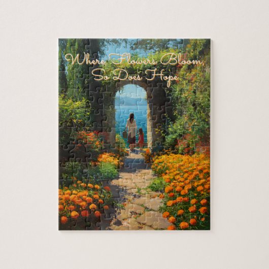 Serene Marigolds Path to the Sea Art Legpuzzel (Verticaal)