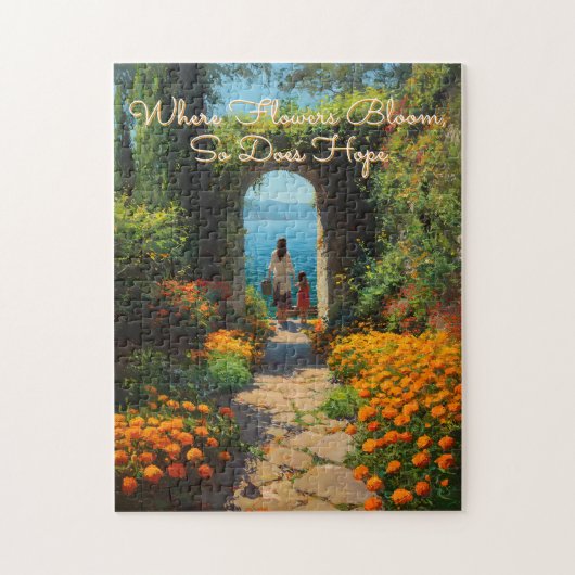 Serene Marigolds Path to the Sea Art Legpuzzel (Verticaal)