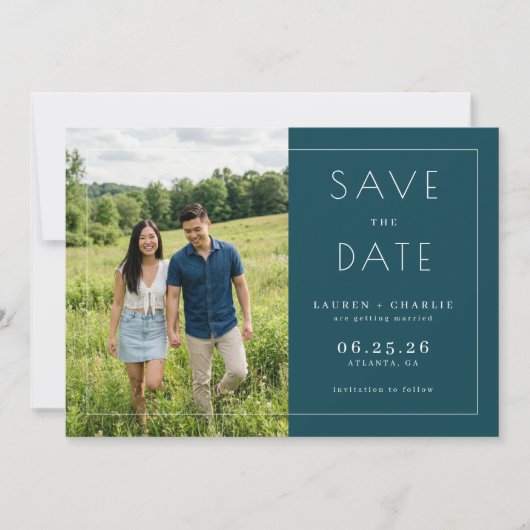 Serene Marine Minimalistische Foto Save The Date (Voorkant)