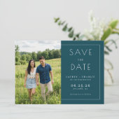 Serene Marine Minimalistische Foto Save The Date (Staand voorkant)