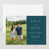 Serene Marine Minimalistische Foto Save The Date (Voorkant / Achterkant)