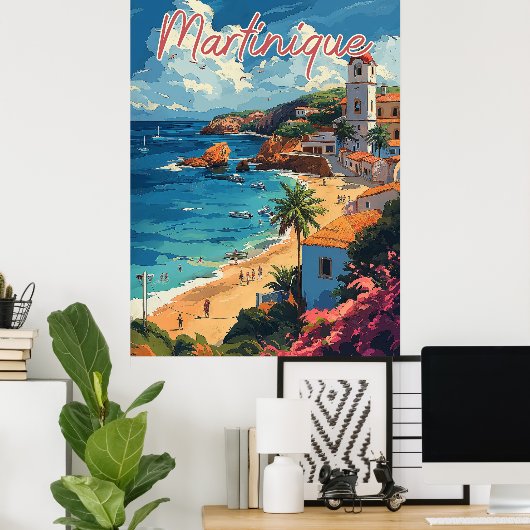 Serene Martinique Beachscape Poster (Thuiskantoor)