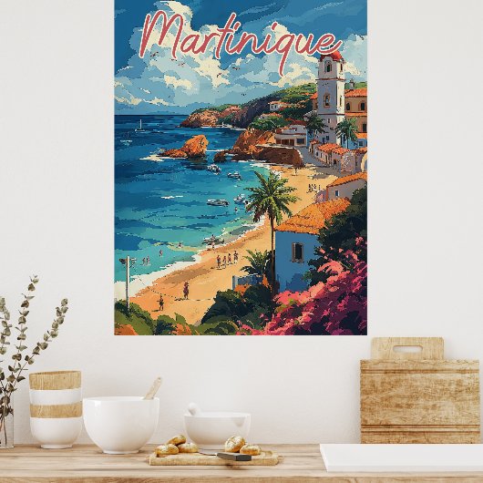 Serene Martinique Beachscape Poster (Keuken)