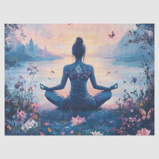 Serene meditatie bij zonsopgang (2) tissuepapier (Voorkant)