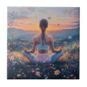 Serene meditatie bij zonsopgang (4) tegeltje
