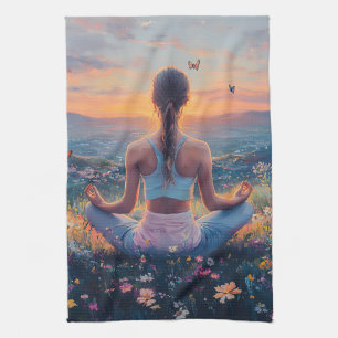 Serene meditatie bij zonsopgang (4) theedoek