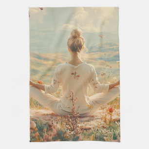 Serene meditatie bij zonsopgang (5) theedoek