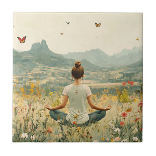 Serene meditatie bij zonsopgang (6) tegeltje