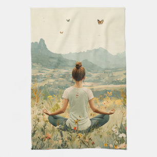 Serene meditatie bij zonsopgang (6) theedoek