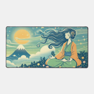 Serene Meditatie Desk Mat   Anime Girl Mediteren