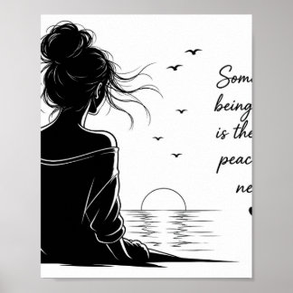 Serene Meisje en Zonsondergang Typografie poster