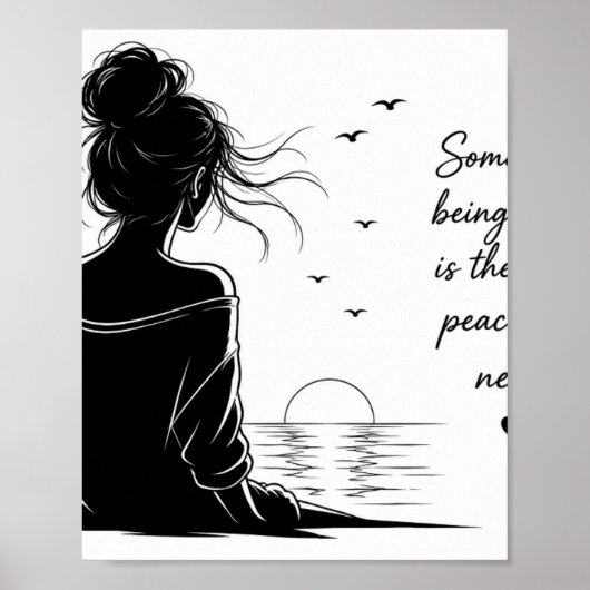 Serene Meisje en Zonsondergang Typografie poster (Voorkant)