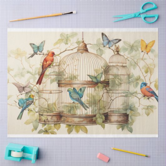 Serene melodieën: vogelkooi decoupage tissuepapier (Craft)