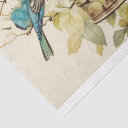 Serene melodieën: vogelkooi decoupage tissuepapier (Detail)