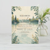 Serene Meren Landschap Botanische Bruiloft Kaart (Staand voorkant)