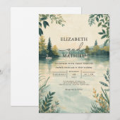 Serene Meren Landschap Botanische Bruiloft Kaart (Voorkant / Achterkant)