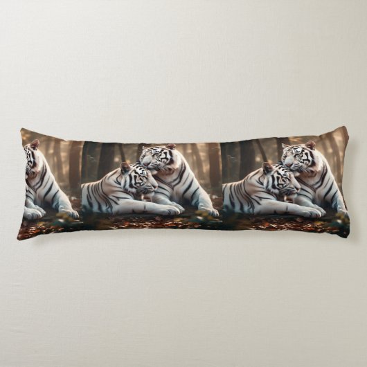 Serene metgezellen van de witte tijger lichaamskussen (Voorkant)