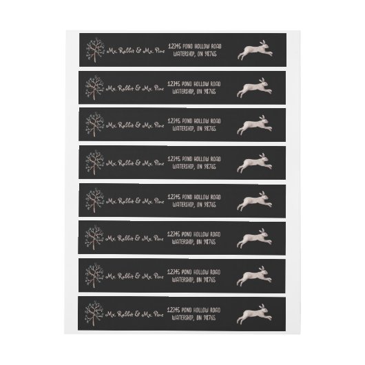 Serene Midnight Leap - Konijn & Pine Tree op zwart (Vel)