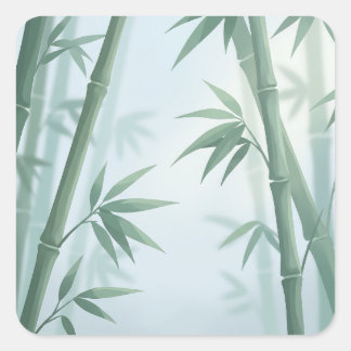 Serene Minimalist Bamboo in Morning Mist Vierkante Sticker