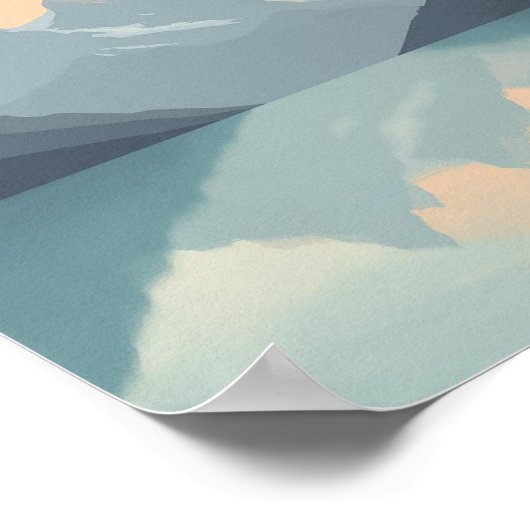 Serene Minimalist Mountain Sunset Poster (Hoek)