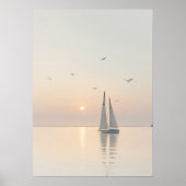Serene minimalistische zeilboot Calm Waters Sunris Poster (Voorkant)