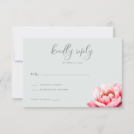 Serene Mint Bloemig RSVP Kaartje (Voorkant)