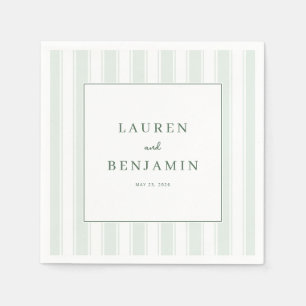 Serene Mint Gestreepte Elegantie Servet