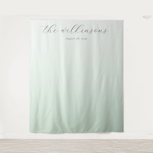 Serene Mint Kleurverloop Calligrafie Wandkleed (Voorkant)